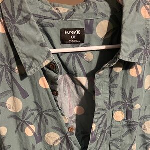 Hurley Teal Palm Print Men's Shirt